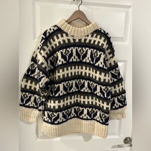 Cozy Black and Cream Patterned Sweater